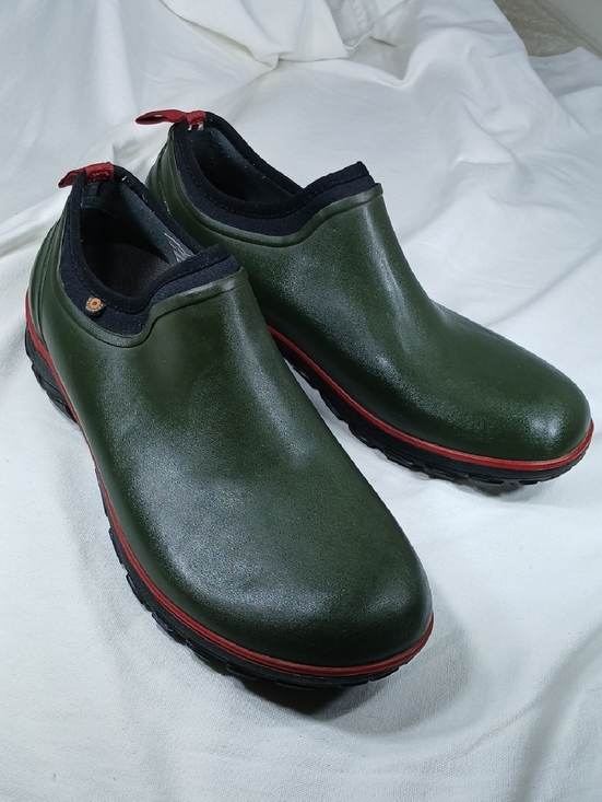 Bogs Other - Bogs Men's Waterproof Slip-On Rain & Snow Boots in Olive Green with Red Trim